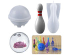 Bowling Resin Mould, Bowling Pin and Ball Silicone Mould Crystal Sphere Round Casting Moulds for Mini Desktop Bowling Game